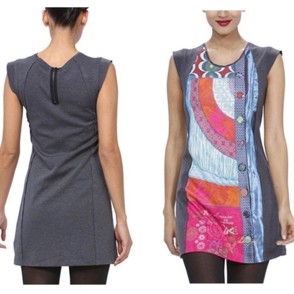 Desigual Dolmen Shift Graphic Print Dress - Size S - Picture 1 of 9